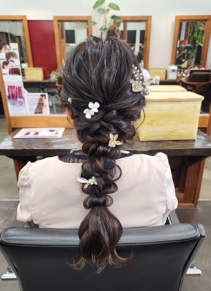 編み下ろし パーティーヘア ヘアアレンジ