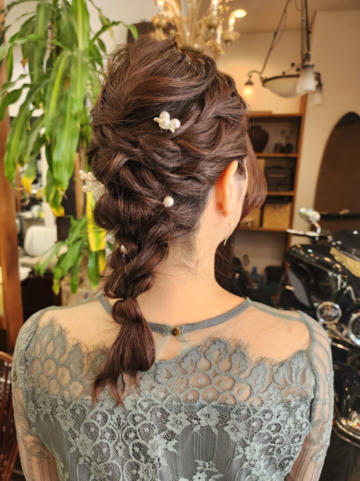 編み下ろし パーティーヘア ヘアアレンジ