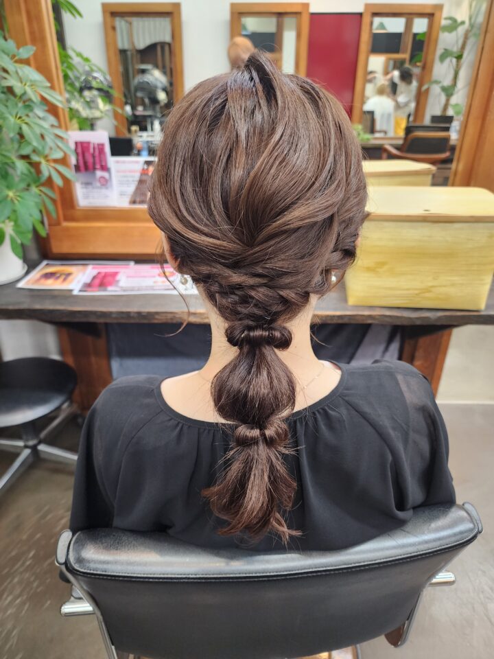 編み下ろし　ヘアアレンジ　パーティーヘアセット
