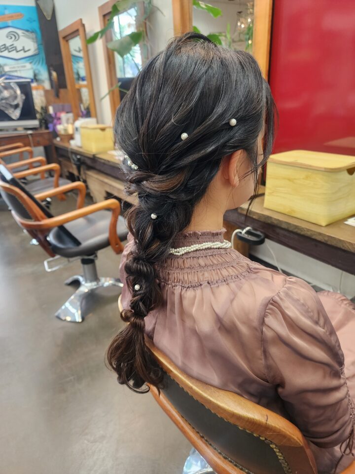 編み下ろし　ヘアアレンジ　パーティーヘア