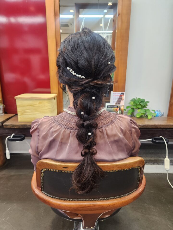 編み下ろし　ヘアアレンジ　パーティーヘア