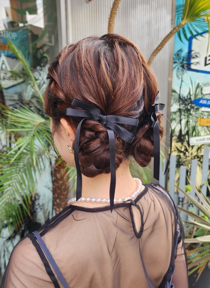 ツインおだんご　お呼ばれヘア　ヘアセット