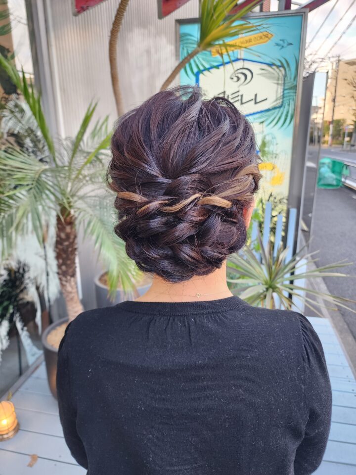 へアセット　和装もいけるヘアセット　パーティーヘア