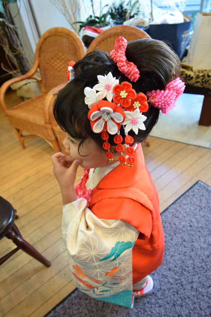 七五三髪型　三歳女の子　新日本髪