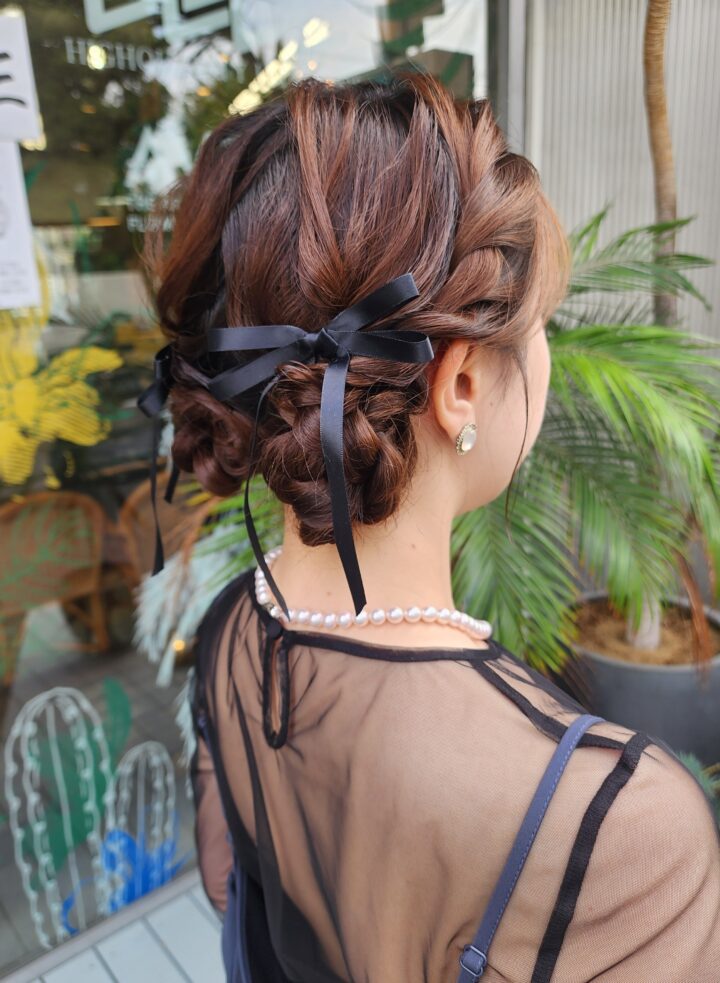 ツインおだんご　お呼ばれヘア　ヘアセット